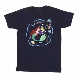 Disney - T-shirt THE LITTLE MERMAID READING A BOOK - Fille (Bleu marine)