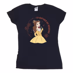 Disney - T-shirt BEAUTY AND THE BEAST I'D RATHER BE READING - Femme (Bleu marine)