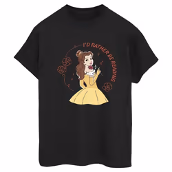 Disney - T-shirt BEAUTY AND THE BEAST I'D RATHER BE READING - Femme (Noir)