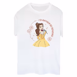 Disney - T-shirt BEAUTY AND THE BEAST I'D RATHER BE READING - Femme (Blanc)