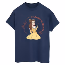 Disney - T-shirt BEAUTY AND THE BEAST I'D RATHER BE READING - Femme (Bleu marine)