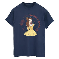 Disney - T-shirt BEAUTY AND THE BEAST I'D RATHER BE READING - Femme (Bleu marine)