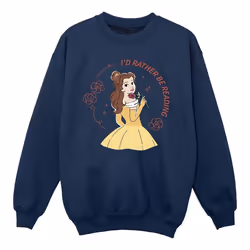Disney - Sweat BEAUTY AND THE BEAST I'D RATHER BE READING - Fille (Bleu marine)