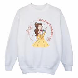 Disney - Sweat BEAUTY AND THE BEAST I'D RATHER BE READING - Fille (Blanc)