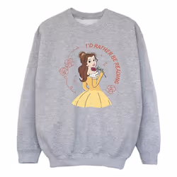 Disney - Sweat BEAUTY AND THE BEAST I'D RATHER BE READING - Fille (Gris chiné)