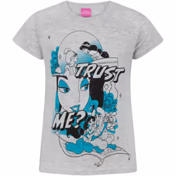 Aladdin - T-shirt TRUST ME - Fille (Gris / Bleu / Noir)