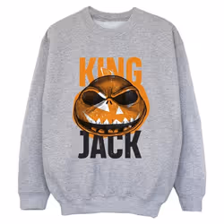 Disney - Sweat THE NIGHTMARE BEFORE CHRISTMAS KING JACK - Garçon (Gris chiné)