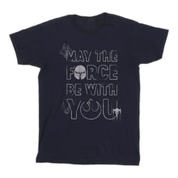 Star Wars - T-shirt THE MANDALORIAN MAY THE FORCE - Homme (Bleu marine)