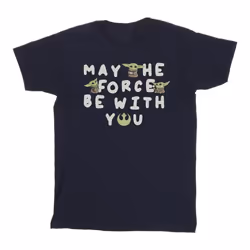 Star Wars - T-shirt THE MANDALORIAN MAY THE FORCE BE WITH YOU - Homme (Bleu marine)