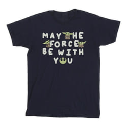 Star Wars - T-shirt THE MANDALORIAN MAY THE FORCE BE WITH YOU - Homme (Bleu marine)