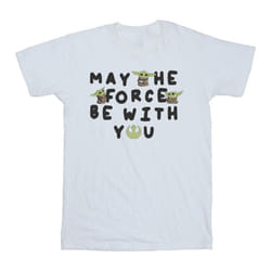 Star Wars - T-shirt THE MANDALORIAN MAY THE FORCE BE WITH YOU - Homme (Blanc)