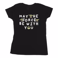 Star Wars - T-shirt THE MANDALORIAN MAY THE FORCE BE WITH YOU - Femme (Noir)