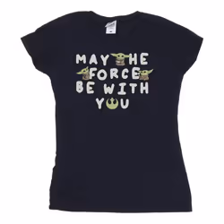 Star Wars - T-shirt THE MANDALORIAN MAY THE FORCE BE WITH YOU - Femme (Bleu marine)