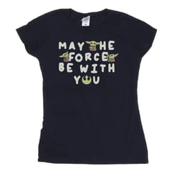 Star Wars - T-shirt THE MANDALORIAN MAY THE FORCE BE WITH YOU - Femme (Bleu marine)