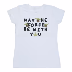 Star Wars - T-shirt THE MANDALORIAN MAY THE FORCE BE WITH YOU - Femme (Blanc)