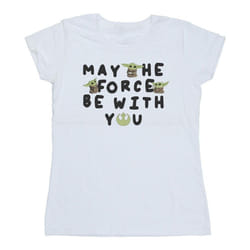 Star Wars - T-shirt THE MANDALORIAN MAY THE FORCE BE WITH YOU - Femme (Blanc)