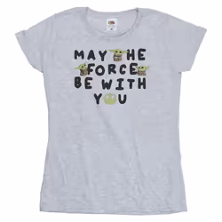 Star Wars - T-shirt THE MANDALORIAN MAY THE FORCE BE WITH YOU - Femme (Gris chiné)