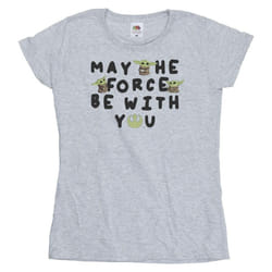 Star Wars - T-shirt THE MANDALORIAN MAY THE FORCE BE WITH YOU - Femme (Gris chiné)