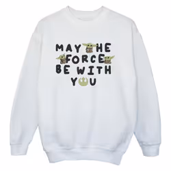 Star Wars - Sweat THE MANDALORIAN MAY THE FORCE BE WITH YOU - Garçon (Blanc)