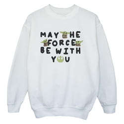 Star Wars - Sweat THE MANDALORIAN MAY THE FORCE BE WITH YOU - Garçon (Blanc)