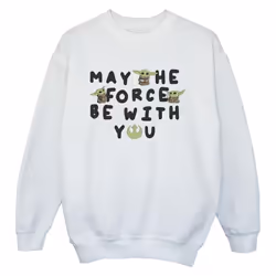 Star Wars - Sweat THE MANDALORIAN MAY THE FORCE BE WITH YOU - Garçon (Blanc)