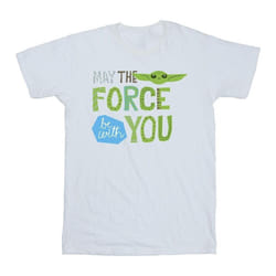 Star Wars - T-shirt THE MANDALORIAN MAY THE FORCE BE WITH YOU - Homme (Blanc)