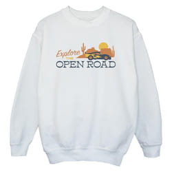 Disney - Sweat CARS EXPLORE THE OPEN ROAD - Garçon (Blanc)