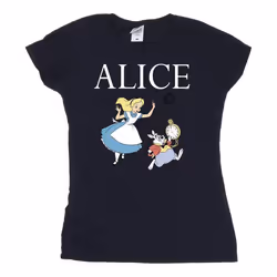 Disney - T-shirt ALICE IN WONDERLAND FOLLOW THE RABBIT - Femme (Bleu marine)