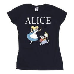 Disney - T-shirt ALICE IN WONDERLAND FOLLOW THE RABBIT - Femme (Bleu marine)