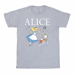 Disney - T-shirt ALICE IN WONDERLAND FOLLOW THE RABBIT - Garçon (Gris chiné)