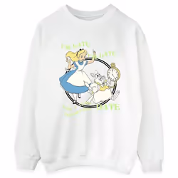 Disney - Sweat ALICE IN WONDERLAND I'M LATE - Femme (Blanc)