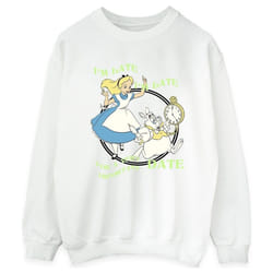 Disney - Sweat ALICE IN WONDERLAND I'M LATE - Femme (Blanc)