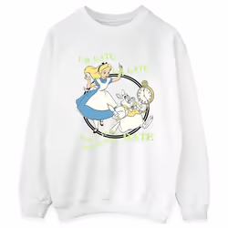 Disney - Sweat ALICE IN WONDERLAND I'M LATE - Femme (Blanc)