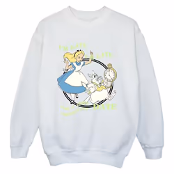 Disney - Sweat ALICE IN WONDERLAND I'M LATE - Garçon (Blanc)