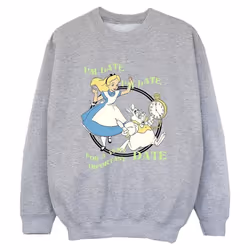 Disney - Sweat ALICE IN WONDERLAND I'M LATE - Garçon (Gris chiné)