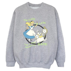 Disney - Sweat ALICE IN WONDERLAND I'M LATE - Garçon (Gris chiné)