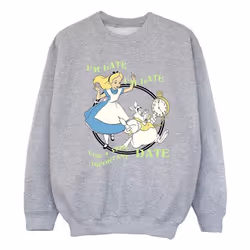 Disney - Sweat ALICE IN WONDERLAND I'M LATE - Fille (Gris chiné)