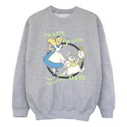 Disney - Sweat ALICE IN WONDERLAND I'M LATE - Fille (Gris chiné)