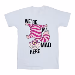 Disney - T-shirt ALICE IN WONDERLAND ALL MAD HERE - Fille (Blanc)