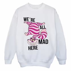 Disney - Sweat ALICE IN WONDERLAND ALL MAD HERE - Fille (Blanc)