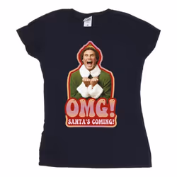 Elf - T-shirt SANTA'S COMING - Femme (Bleu marine)