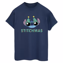 Disney - T-shirt STITCHMAS - Femme (Bleu marine)