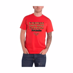 The Beatles - T-shirt SGT PEPPER STACKED - Adulte (Rouge)