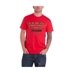 The Beatles - T-shirt SGT PEPPER STACKED - Adulte (Rouge)