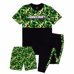 Minecraft - Ensemble de pyjama court - Enfant (Noir / Vert)