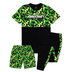 Minecraft - Ensemble de pyjama court - Enfant (Noir / Vert)