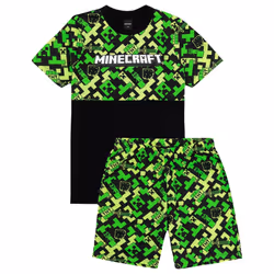 Minecraft - Ensemble de pyjama court - Enfant (Noir / Vert)