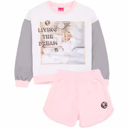 Barbie - Ensemble de pyjama LIVING THE DREAM - Fille (Blanc / Gris / Rose)