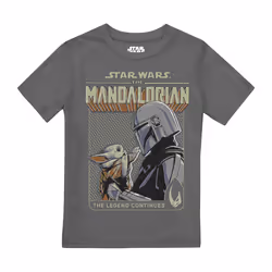 Star Wars: The Mandalorian - T-shirt THE LEGEND CONTINUES - Enfant (Charbon)