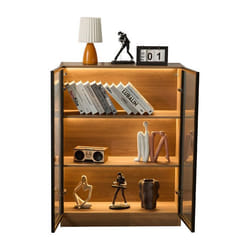 Vitrine en verre avec éclairage noir Armoire multifonction en verre avec étagères à 3 niveaux Armoire de salon 80 x 32 x 106 cm